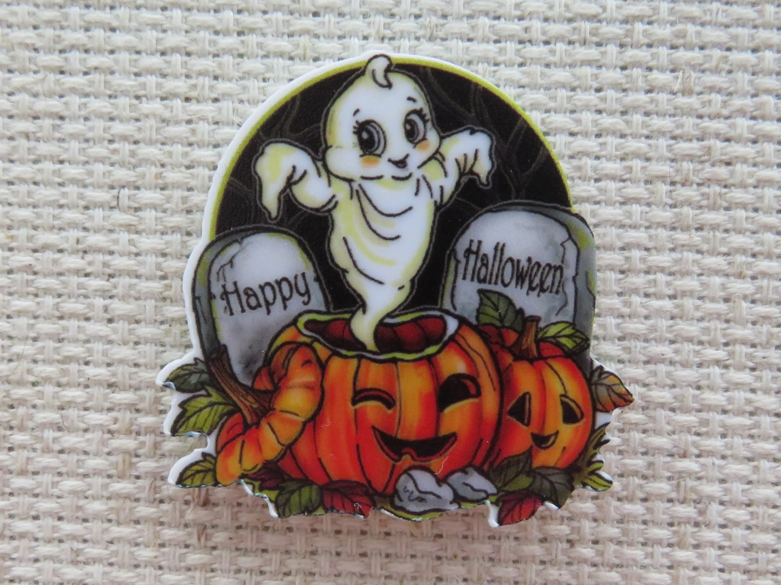 Ghost in a Pumpkin Patch Needle Minder, Cover Minder, Magnet