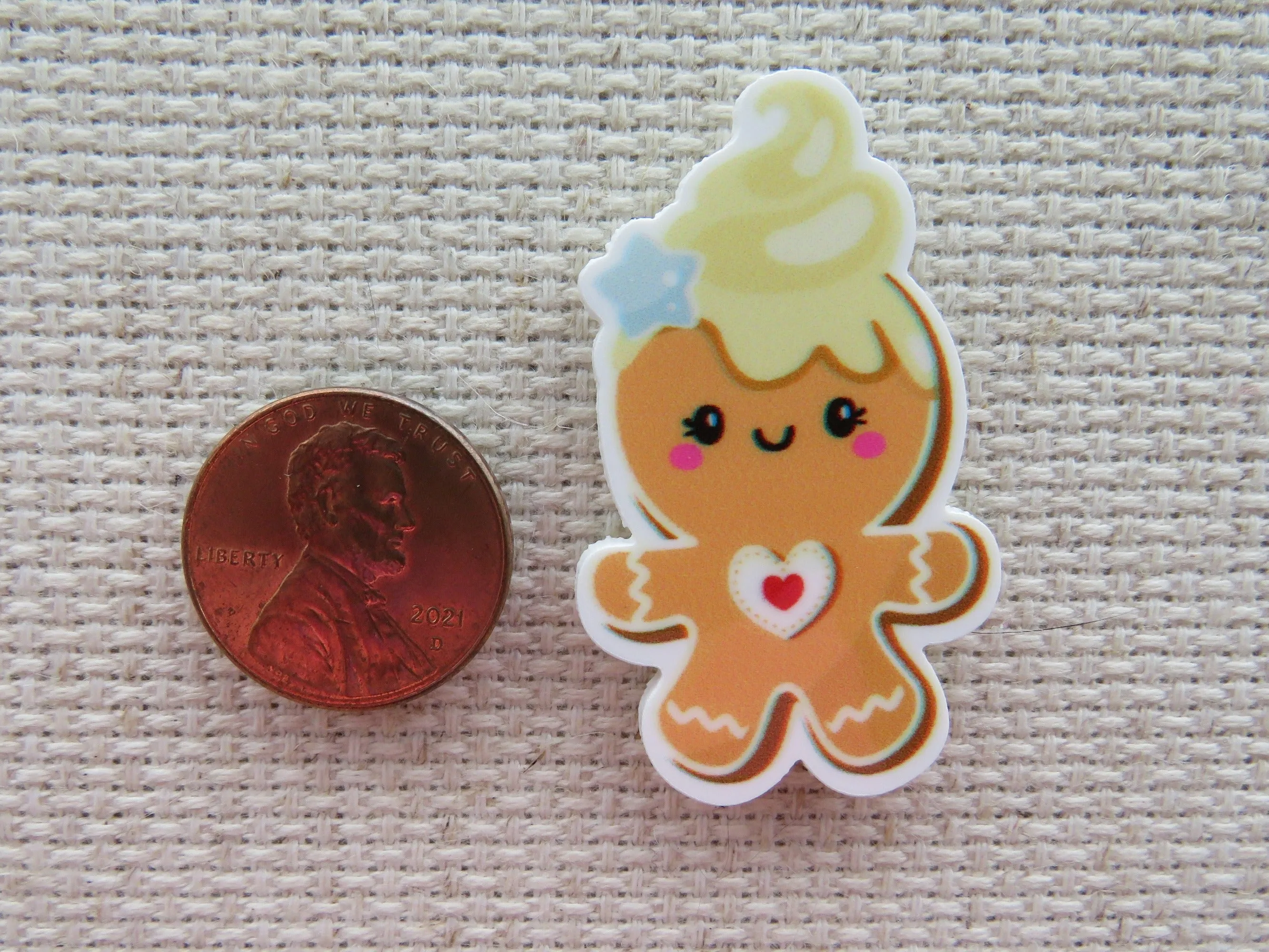 Gingerbread Cookie with a Heart Needle Minder, Cover Minder, Magnet