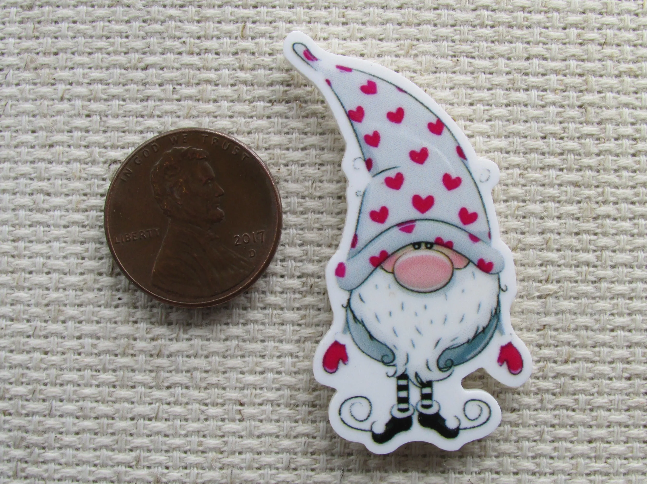 Gnome with Hearts on Hat Needle Minder, Cover Minder, Magnet LAST ONE!