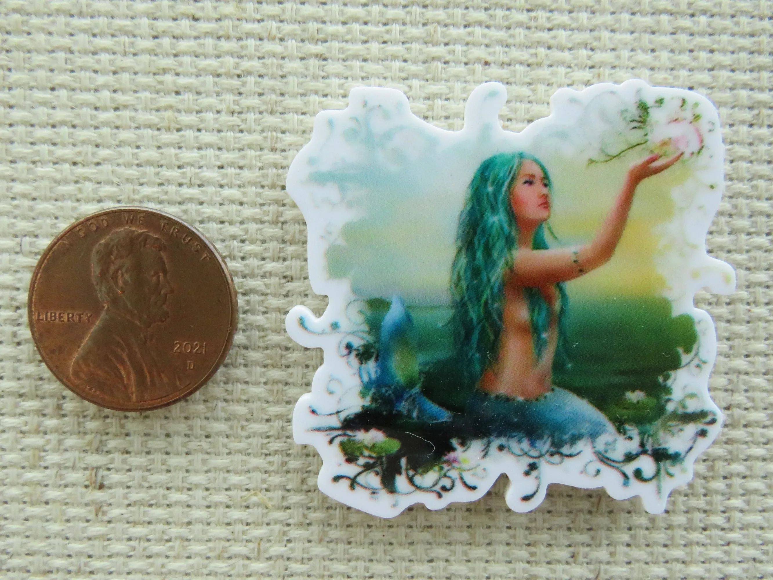 Green Mermaid Needle Minder, Cover Minder, Magnet