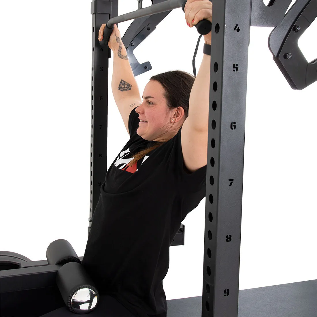 Half Power Rack With Cable Machine Lateral Pull Down / Rower