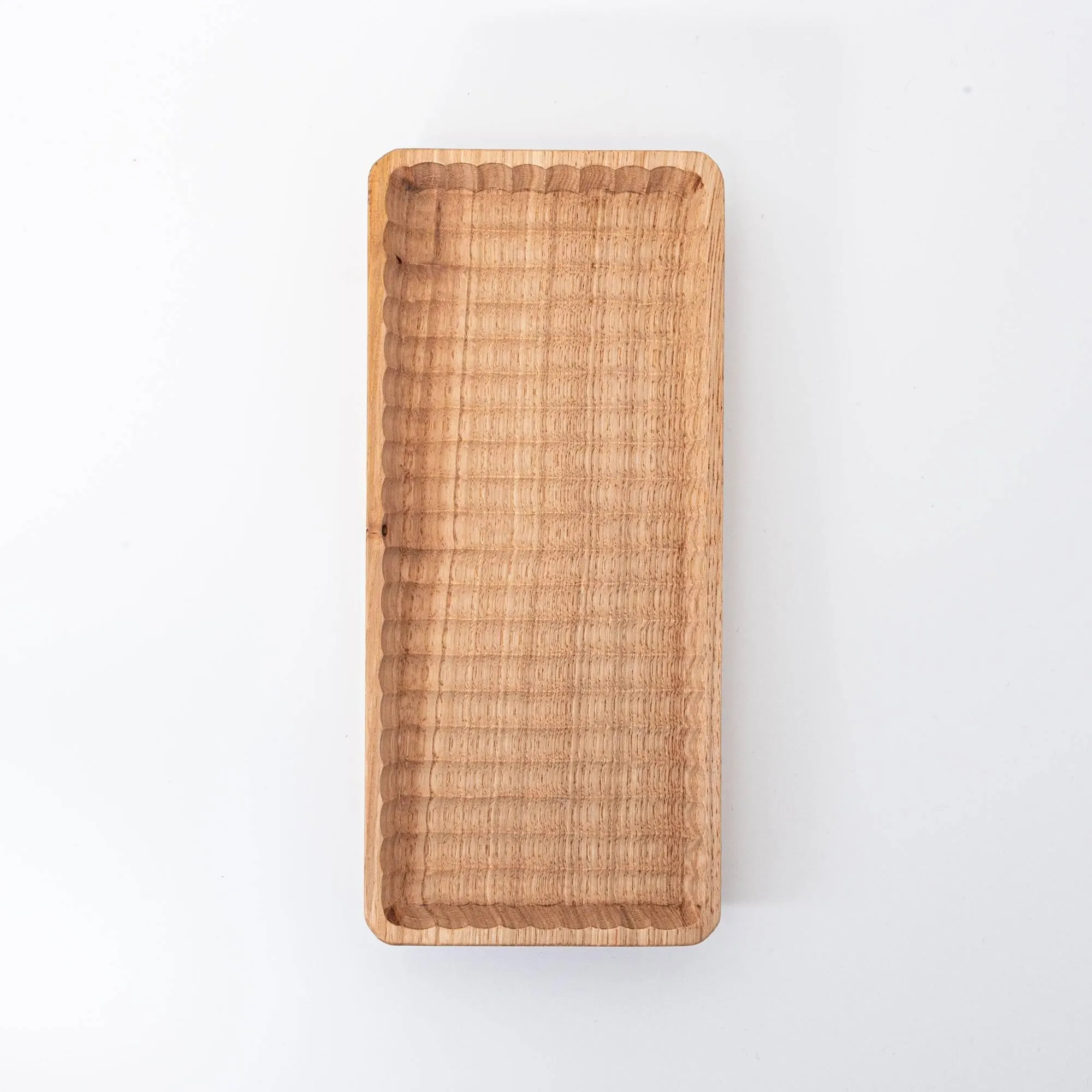 Hand-Carved Slim Wagatabon Japanese Chestnut Pen Tray