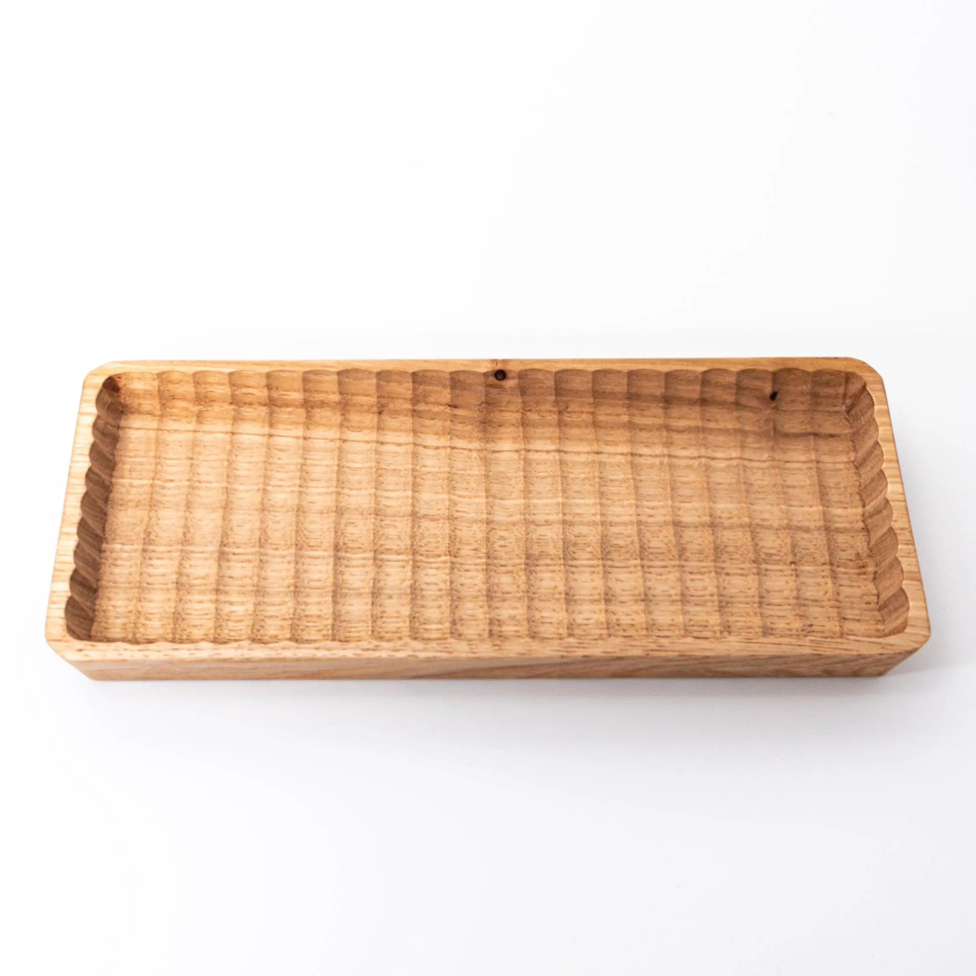 Hand-Carved Slim Wagatabon Japanese Chestnut Pen Tray