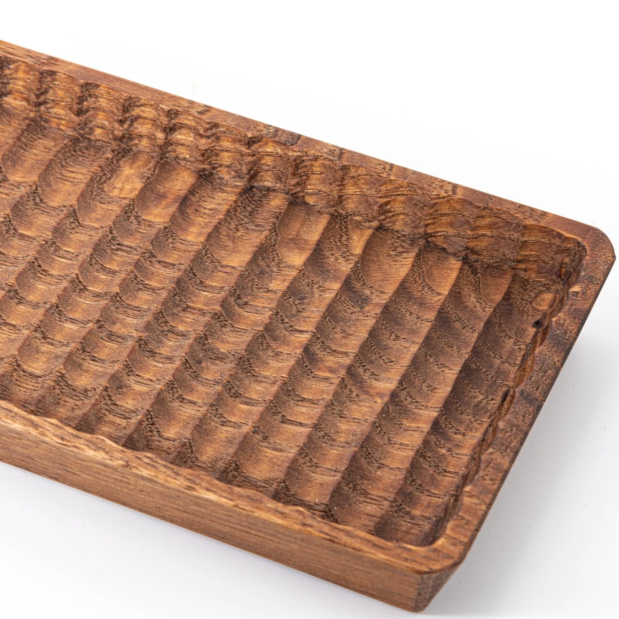 Hand-Carved Slim Wagatabon Japanese Chestnut Pen Tray