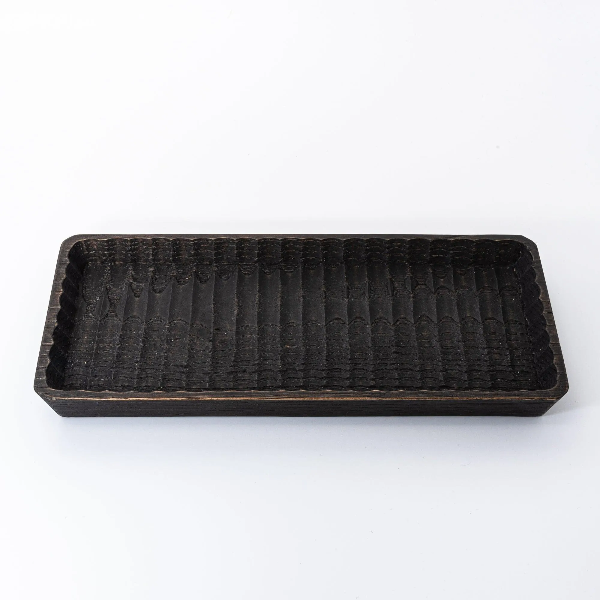 Hand-Carved Slim Wagatabon Japanese Chestnut Pen Tray