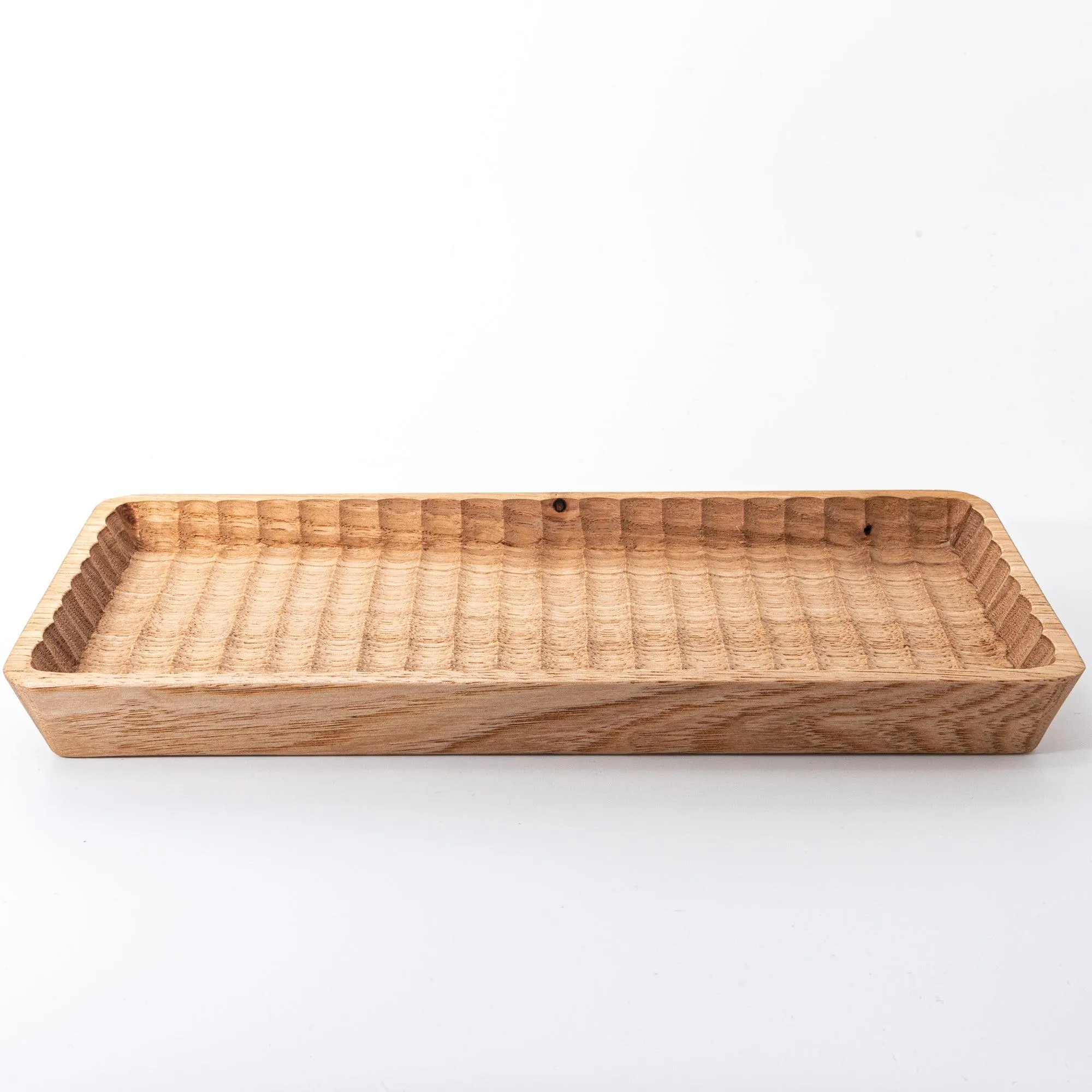 Hand-Carved Slim Wagatabon Japanese Chestnut Pen Tray