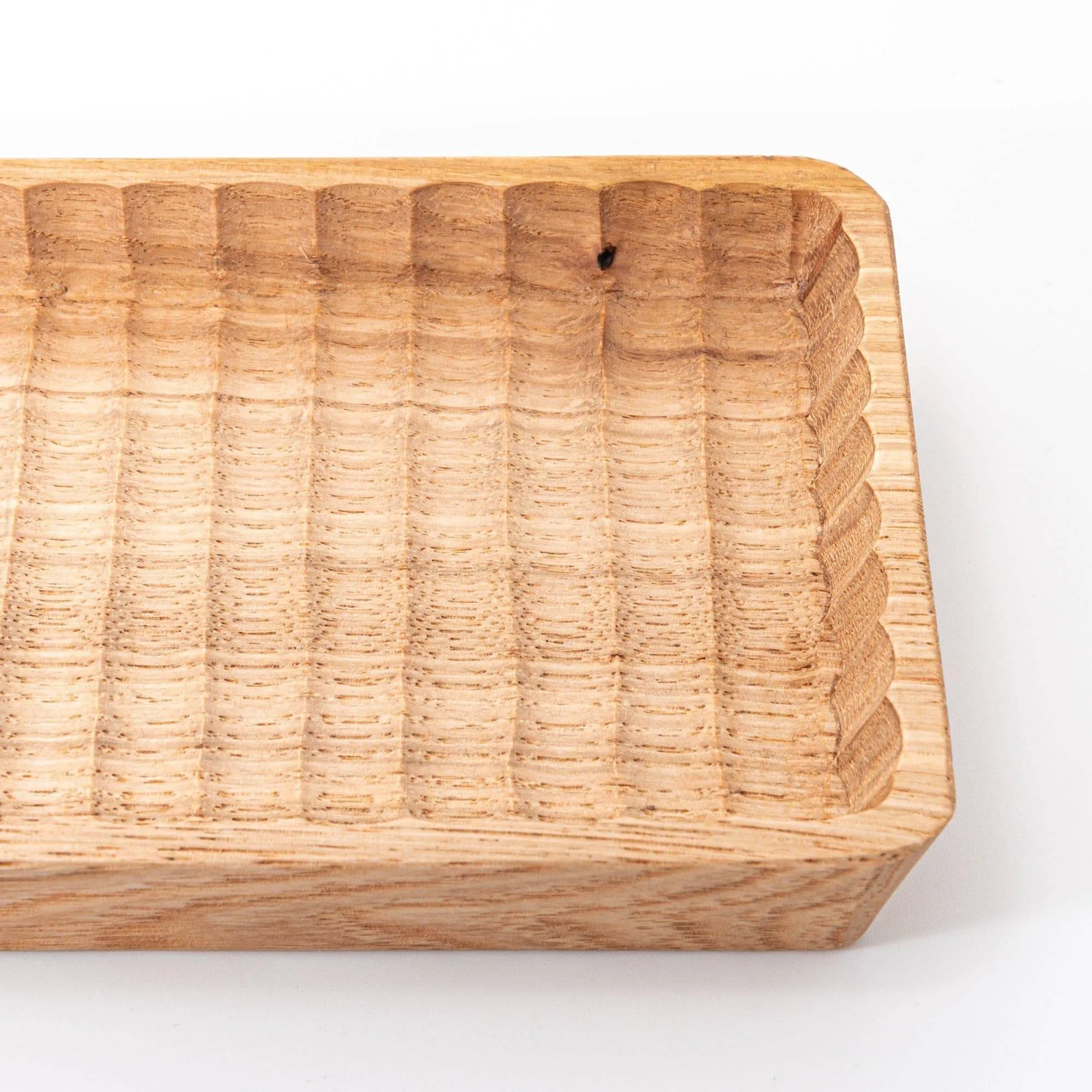 Hand-Carved Slim Wagatabon Japanese Chestnut Pen Tray