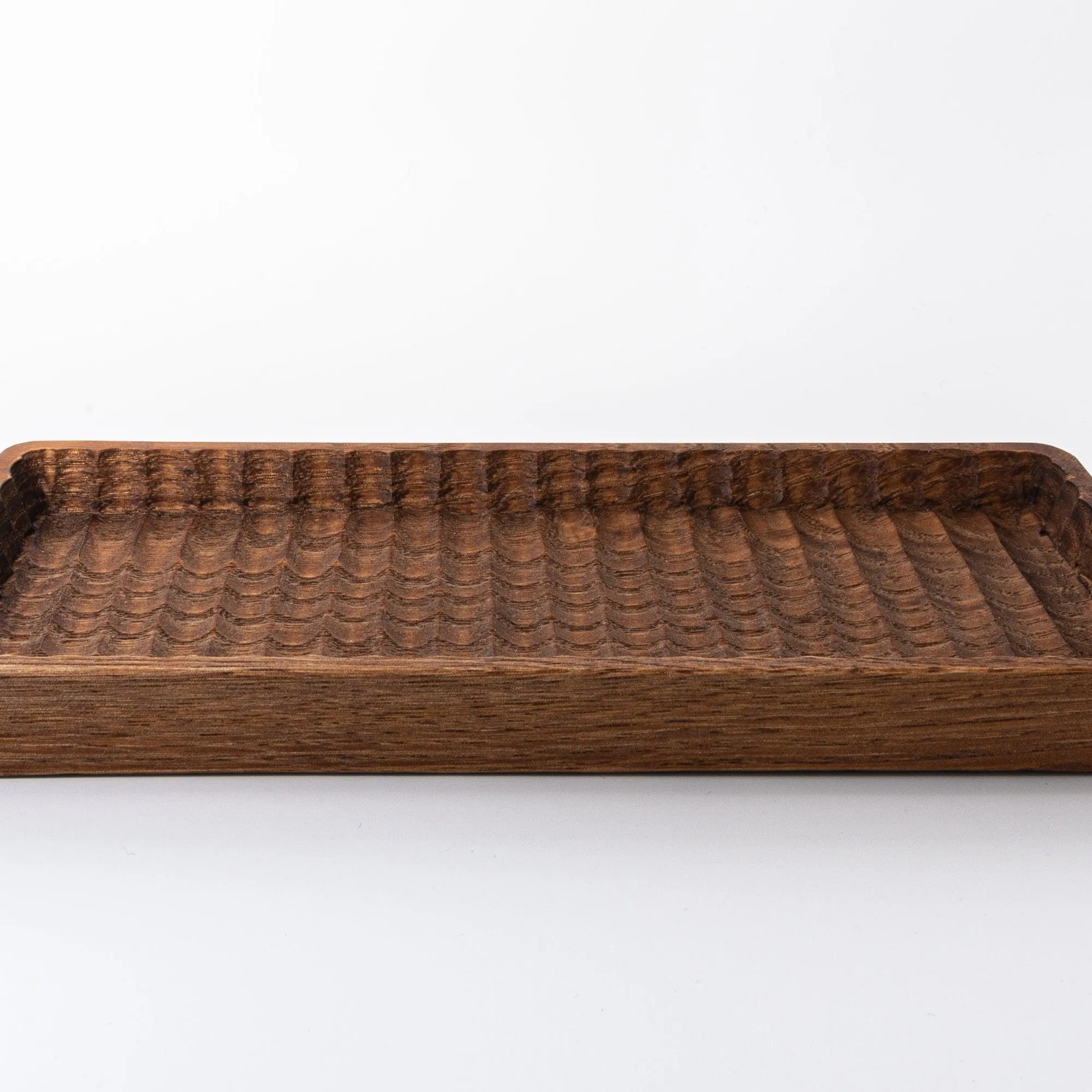 Hand-Carved Slim Wagatabon Japanese Chestnut Pen Tray