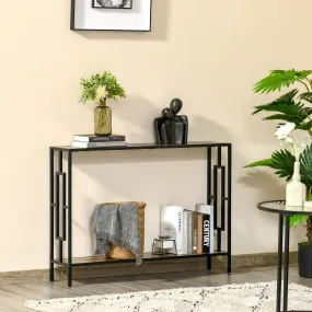 Industrial Console Table with Storage Shelf, Narrow Hallway Dressing Desk with Metal Frame for Living Room, Bedroom, Rustic Brown