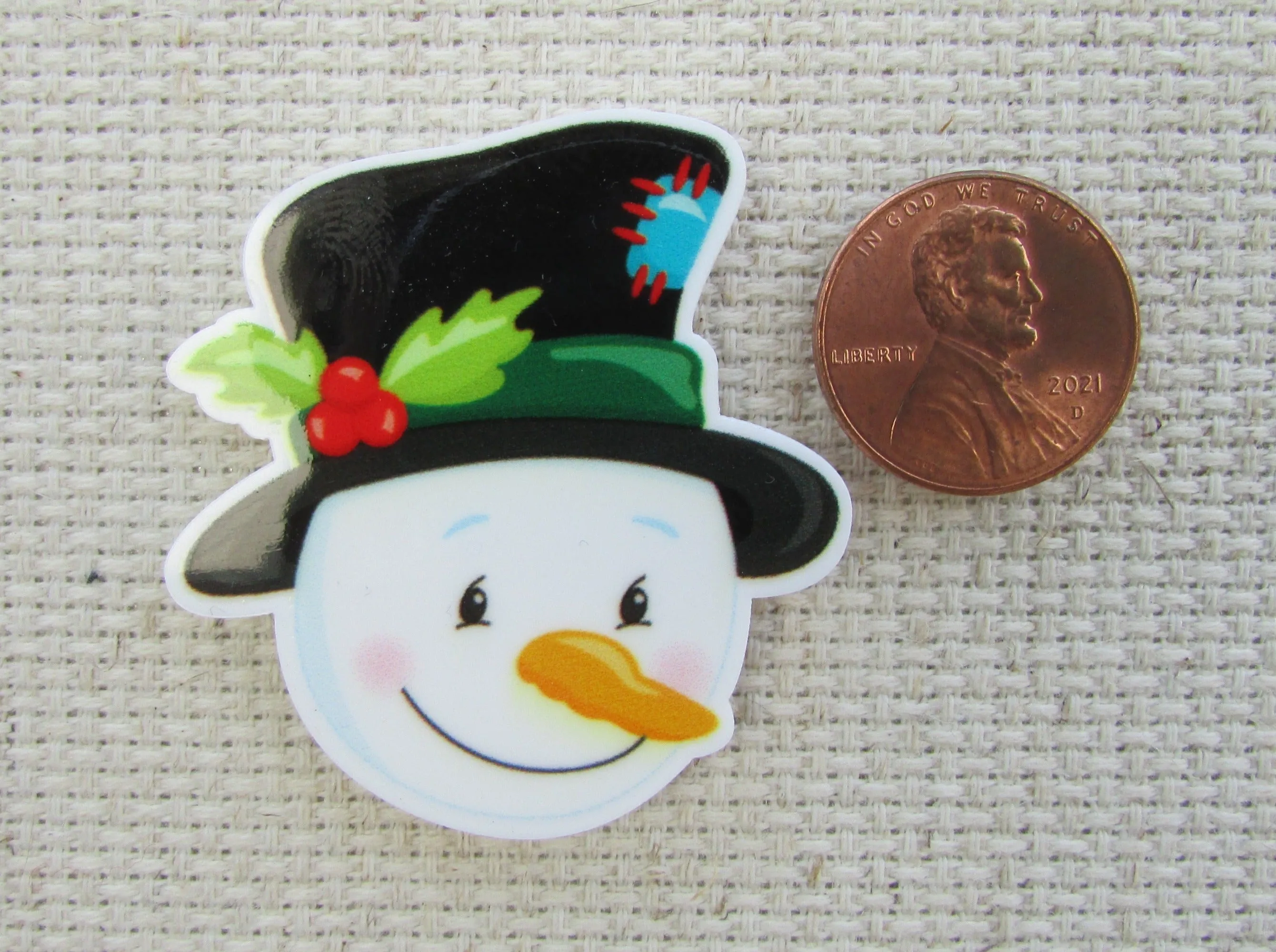 Jolly Snowman Face Needle Minder, Cover Minder, Magnet