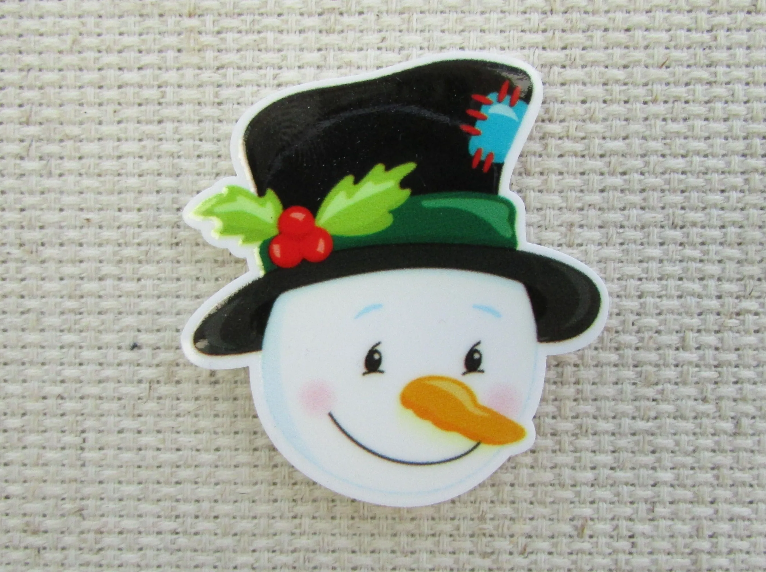 Jolly Snowman Face Needle Minder, Cover Minder, Magnet