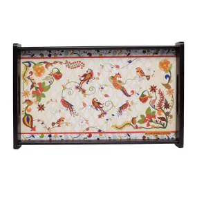 Kalamkari Birds Wooden Tray Large By India Kreations Decor