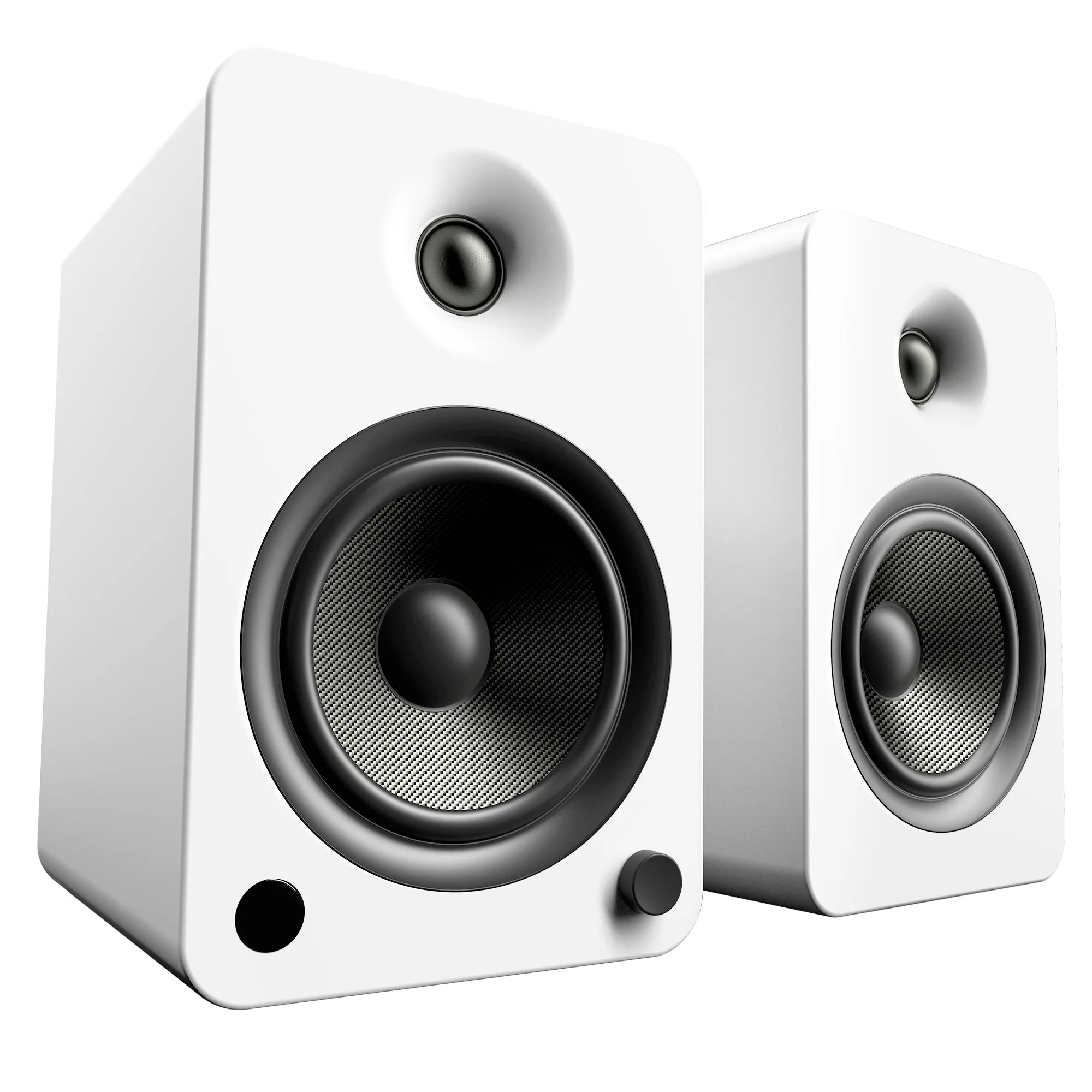 Kanto YU6 200W Powered Bookshelf Speakers with Bluetooth and Phono Preamp - Pair, Matte White with SX26W White Stand Bundle