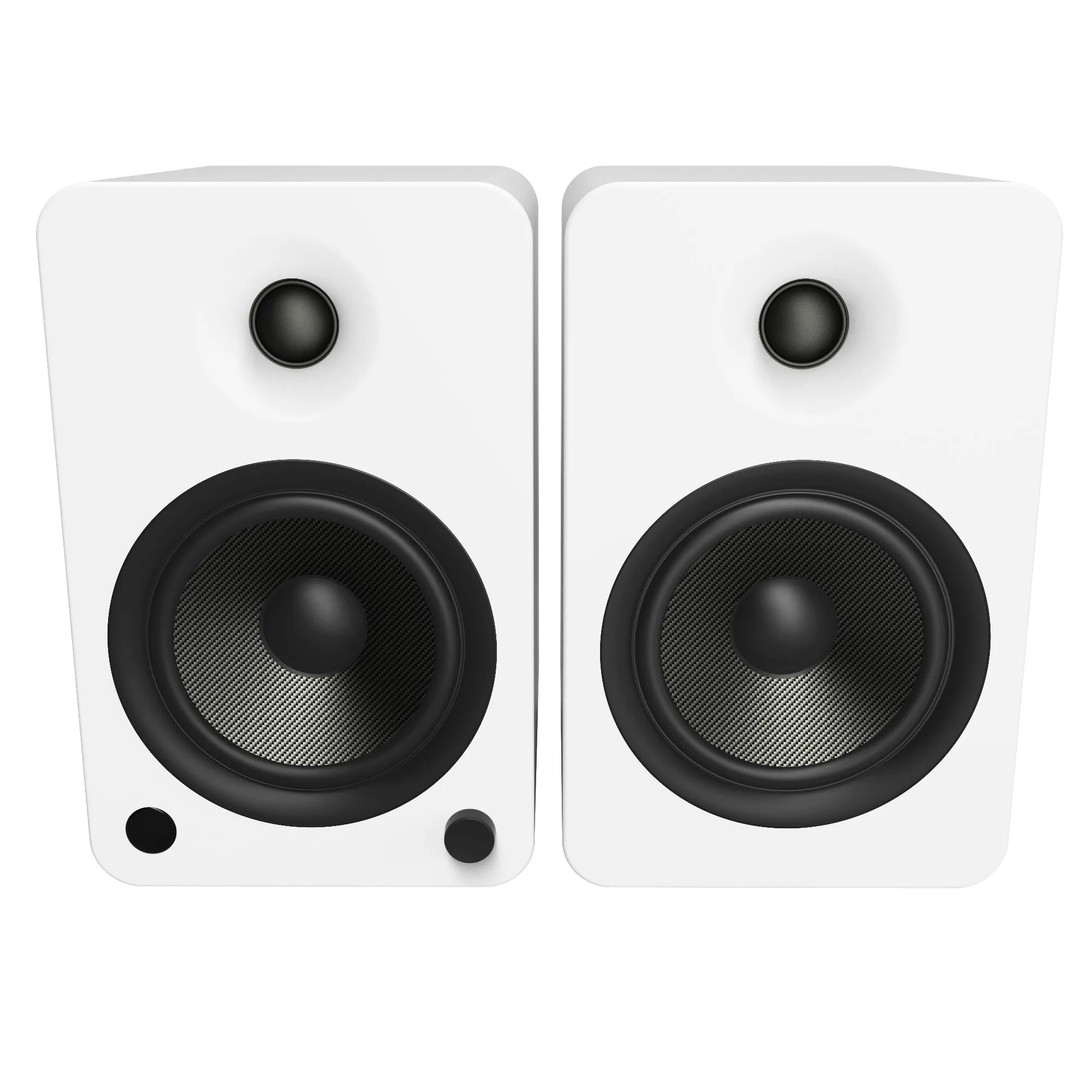 Kanto YU6 200W Powered Bookshelf Speakers with Bluetooth and Phono Preamp - Pair, Matte White with SX26W White Stand Bundle