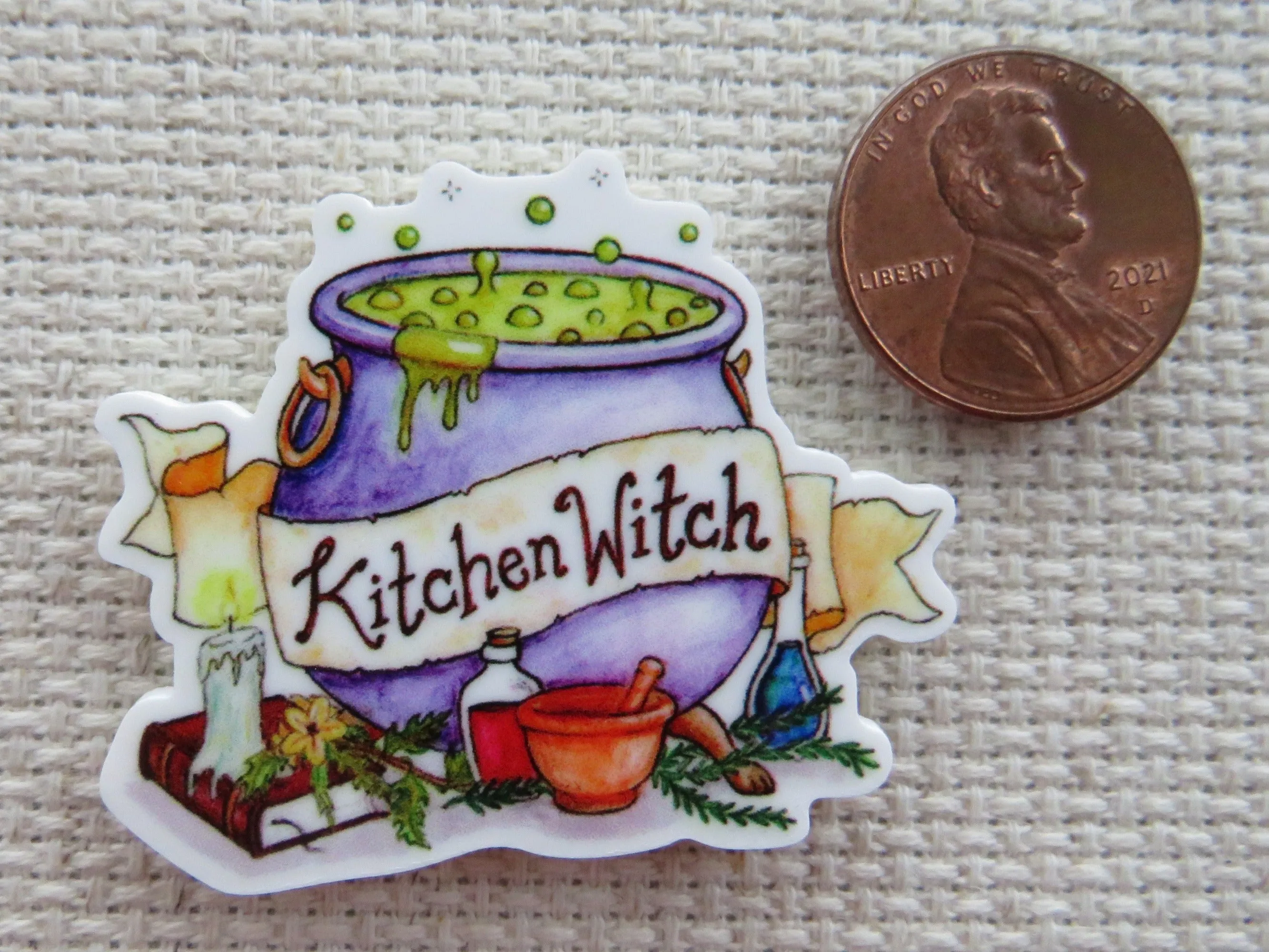 Kitchen Witch Needle Minder, Cover Minder, Magnet