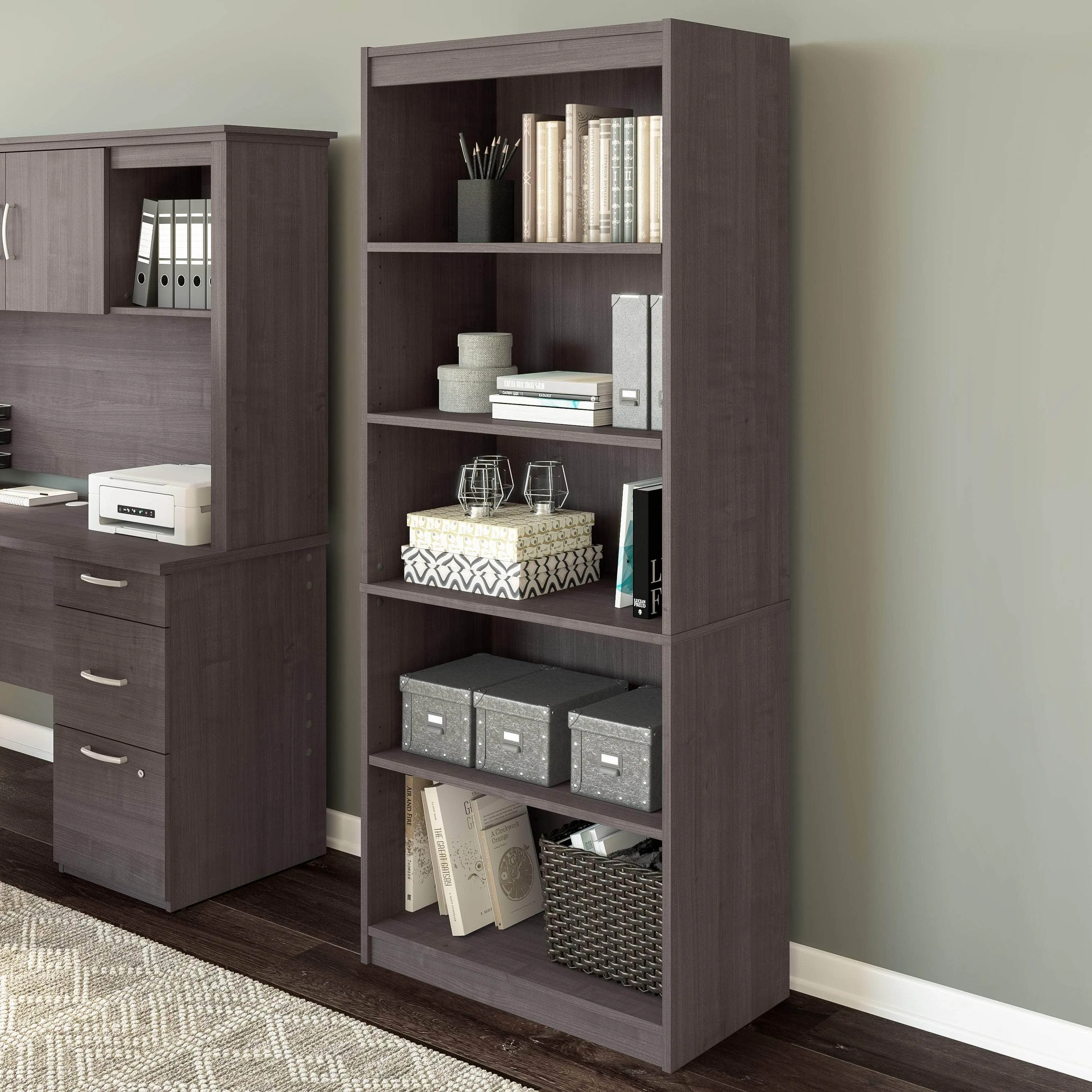 Logan 30W 5 Shelf Bookcase - Available in 4 Colours