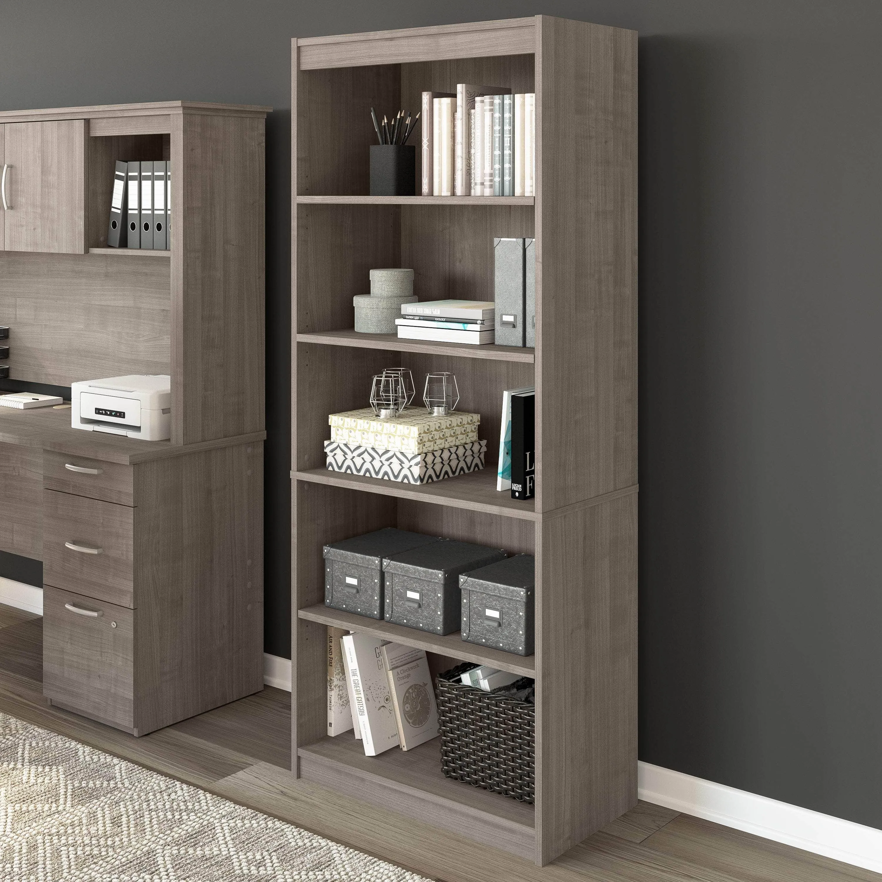 Logan 30W 5 Shelf Bookcase - Available in 4 Colours