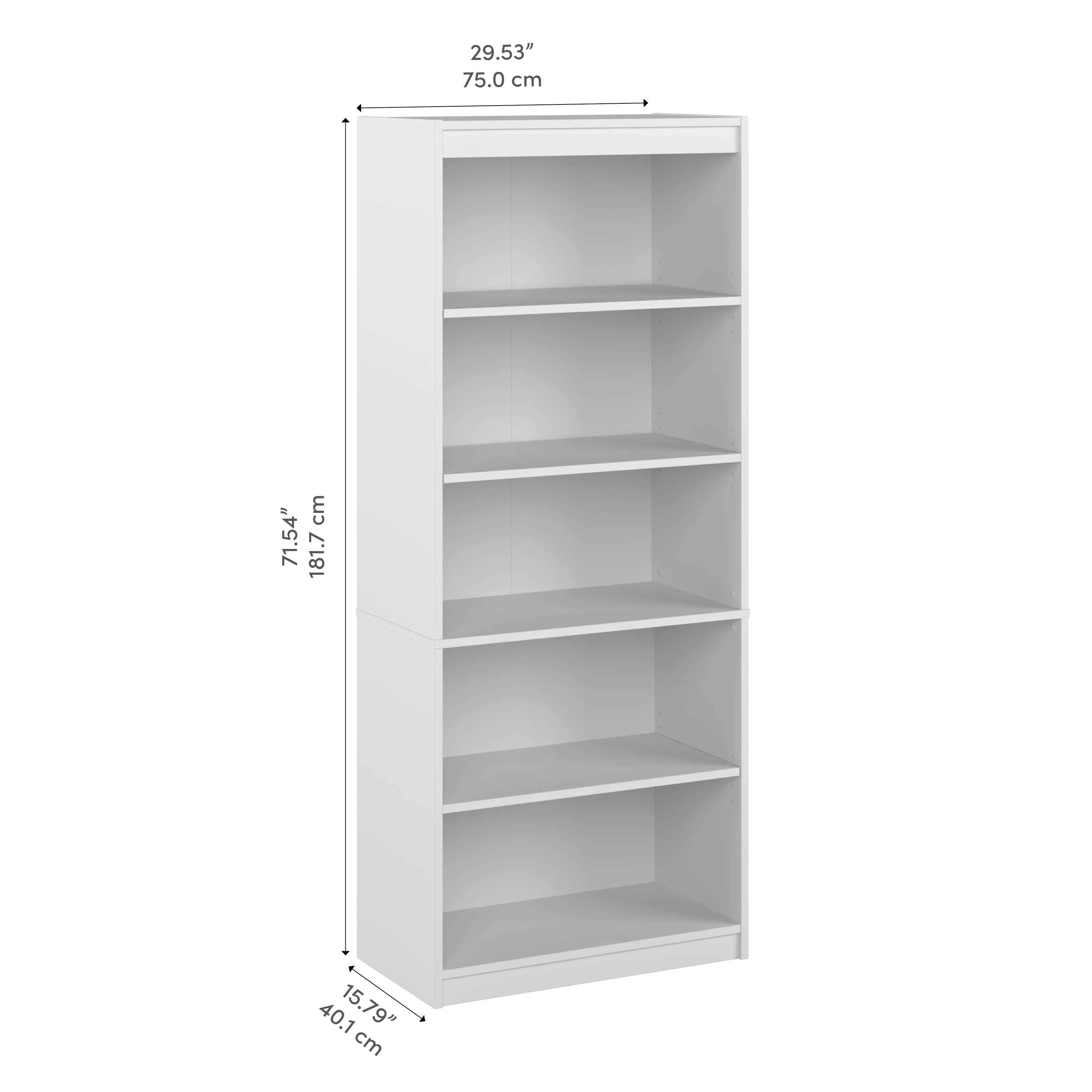 Logan 30W 5 Shelf Bookcase - Available in 4 Colours