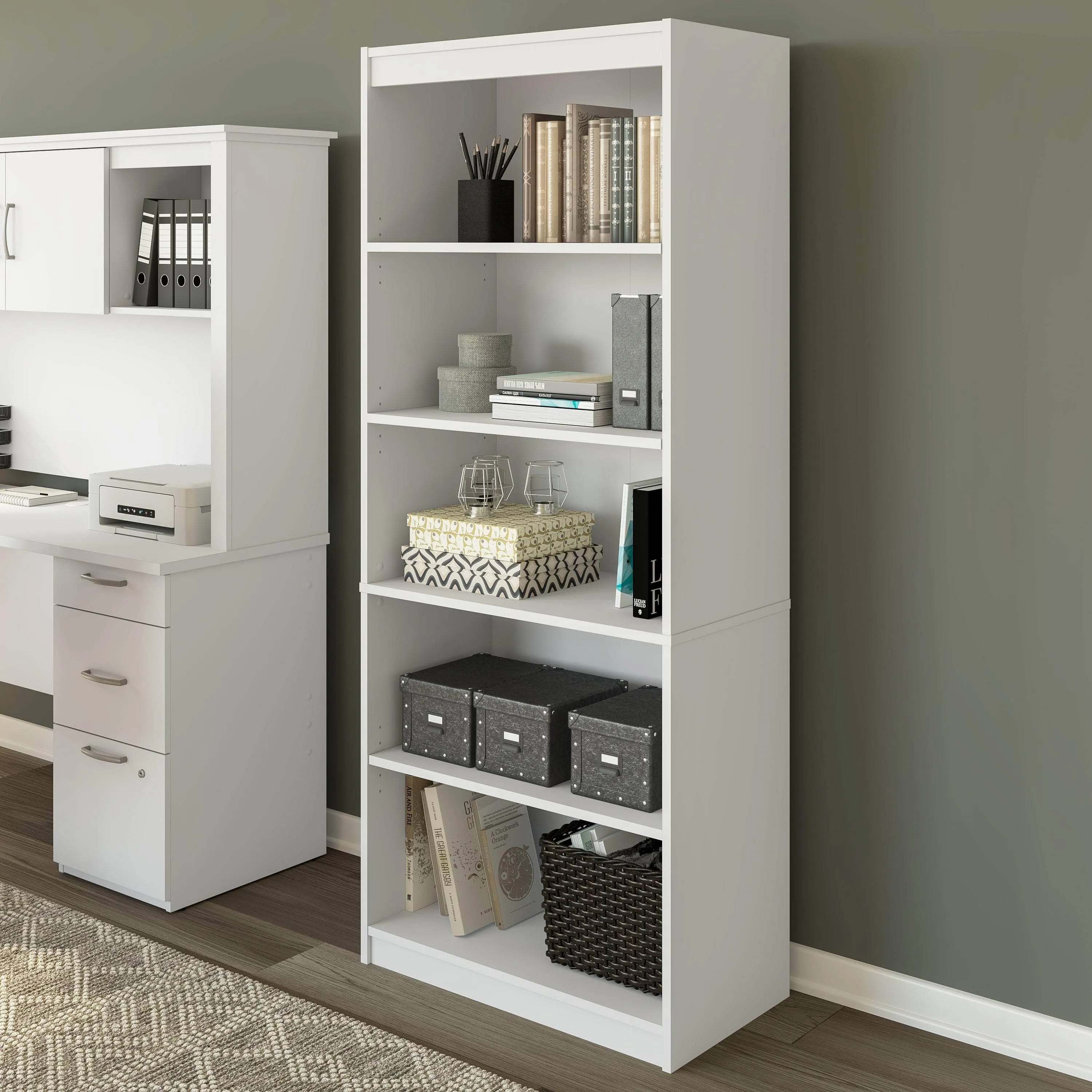 Logan 30W 5 Shelf Bookcase - Available in 4 Colours