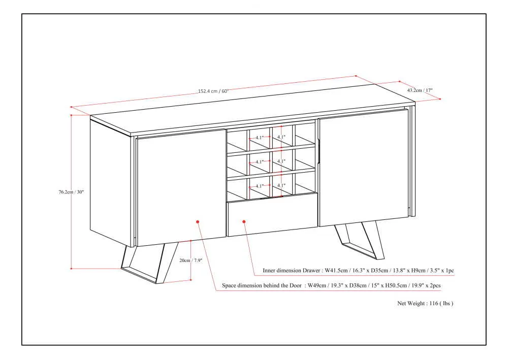 Lowry Sideboard Buffet with Wine Rack