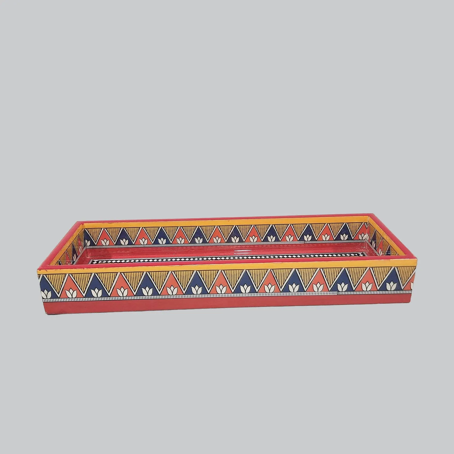 Madhubani Rectangle Enamel Pen Tray