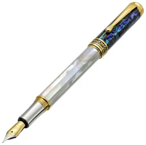 Maestro® 18K Gold Plated Fountain Pen (Fine Nib) - Oceanic White Mother of Pearl & Paua Abalone