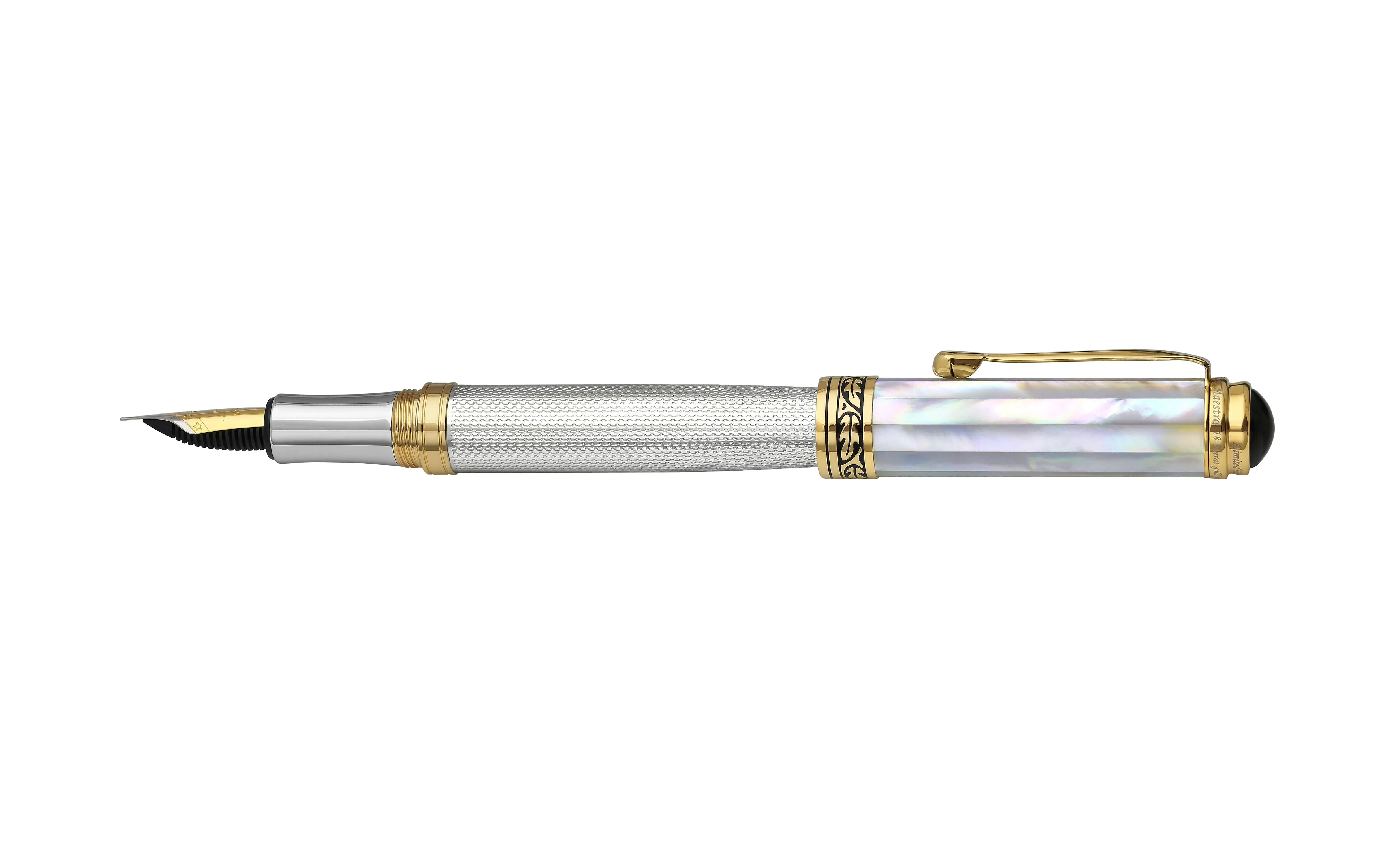 Maestro® 925 Sterling Silver Fountain Pen (Fine Nib) - White Mother of Pearl Cap