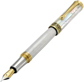 Maestro® 925 Sterling Silver Fountain Pen (Fine Nib) - White Mother of Pearl Cap