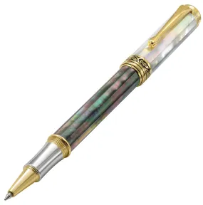 Maestro® Black and White Mother of Pearl Rollerball Pen - 18K Gold Plated