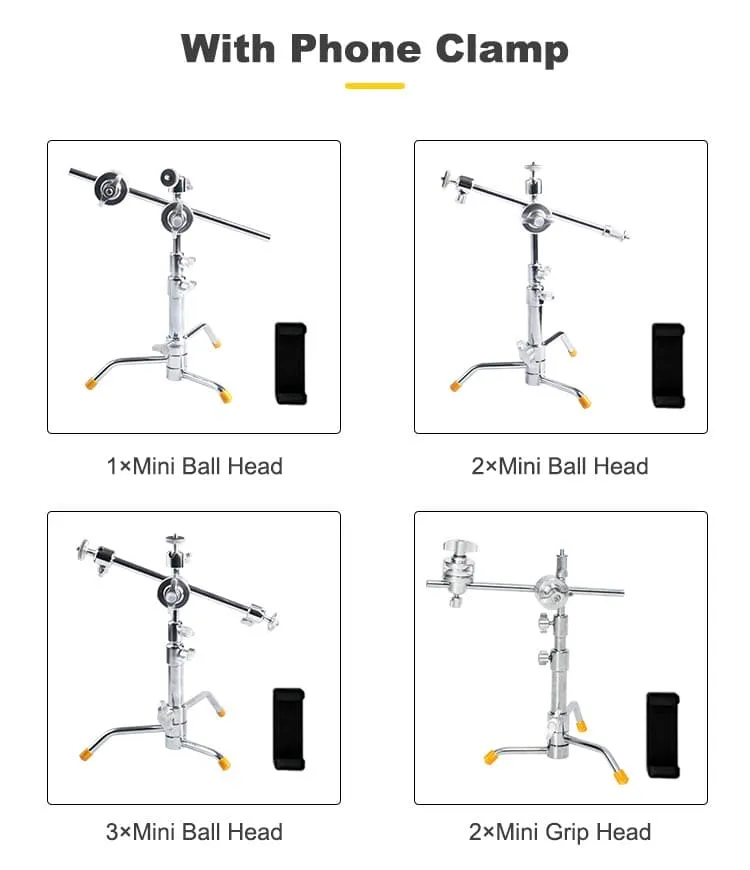 Mini Table Pocket C-Stand with Three Ball Heads