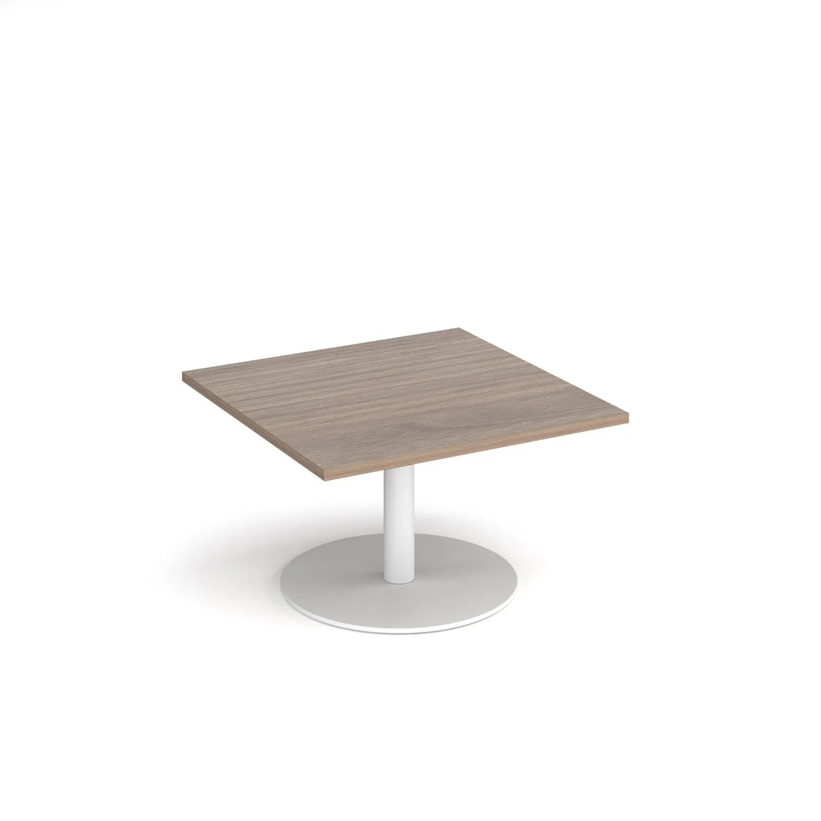 Monza square coffee table with flat round base