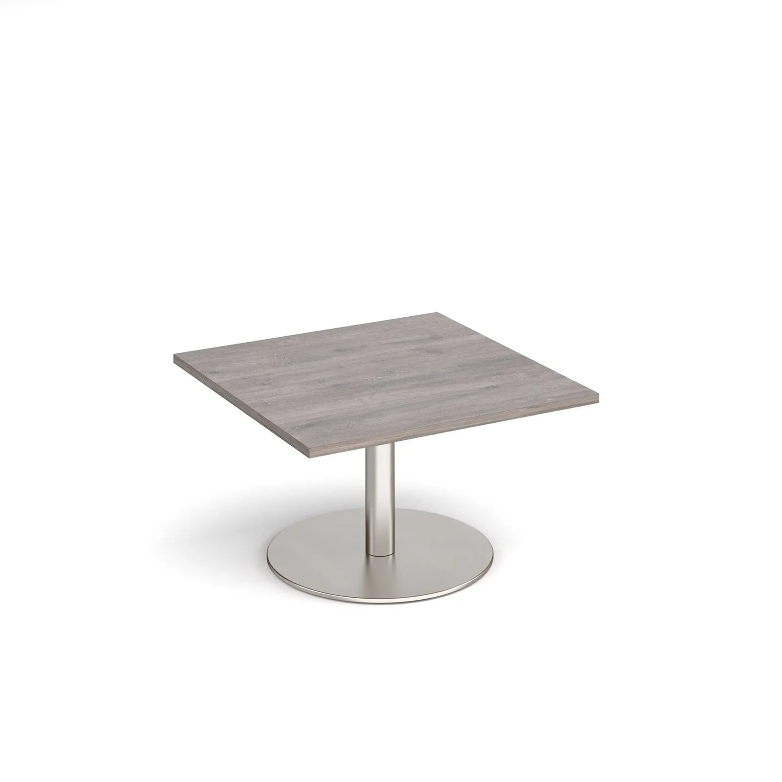 Monza square coffee table with flat round base