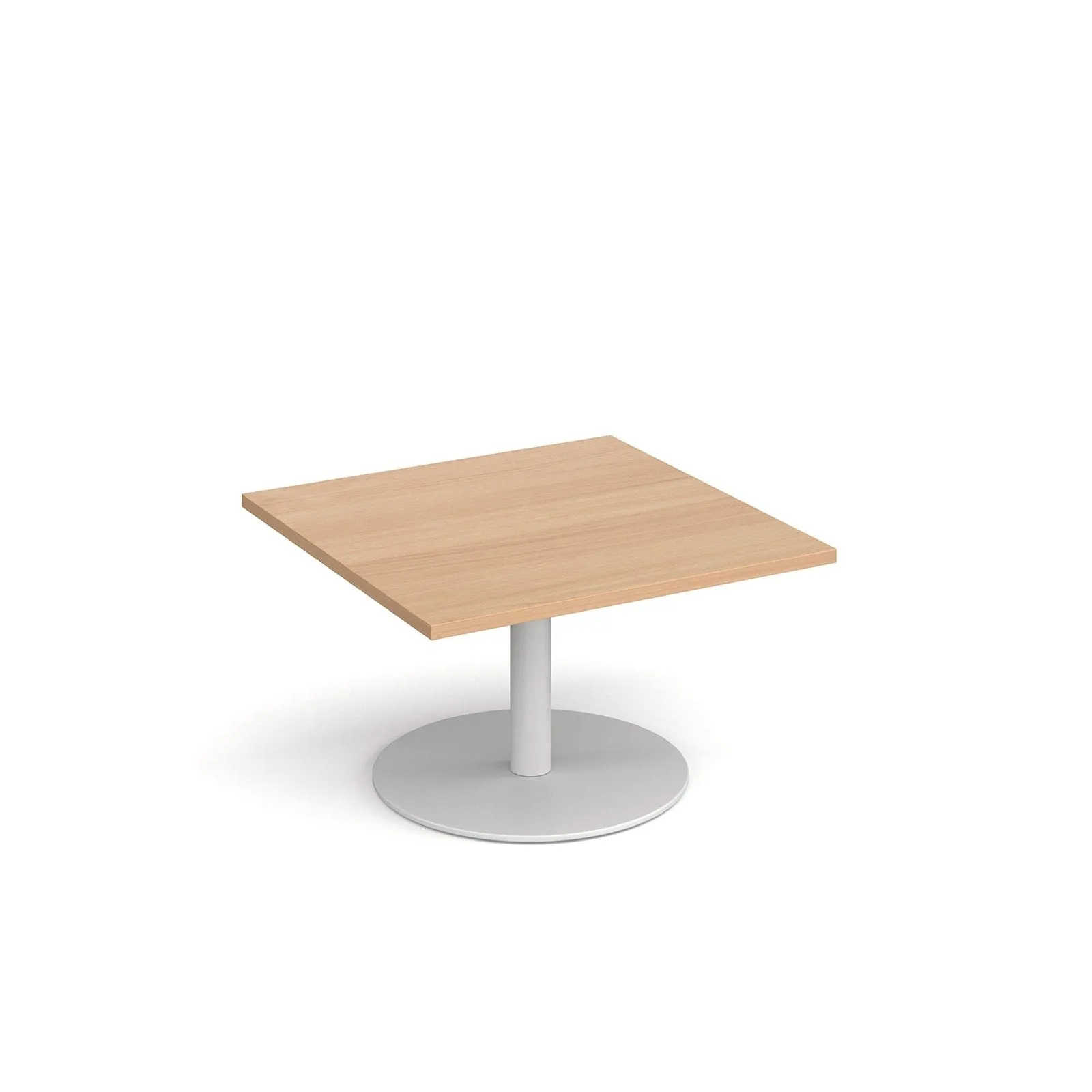 Monza square coffee table with flat round base