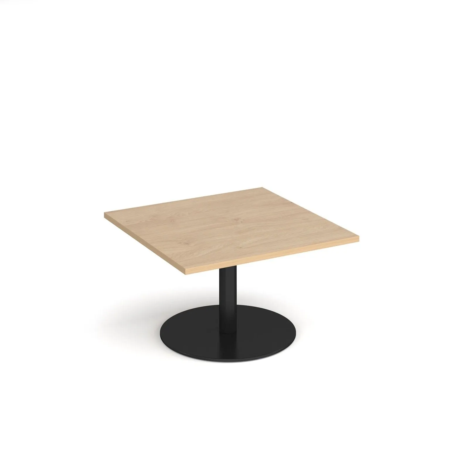 Monza square coffee table with flat round base