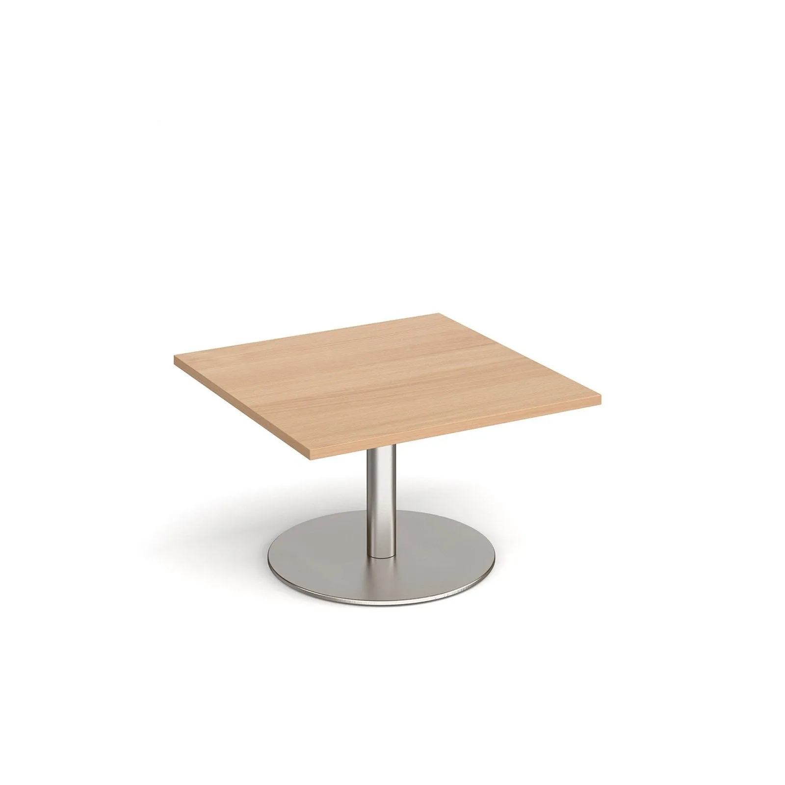 Monza square coffee table with flat round base