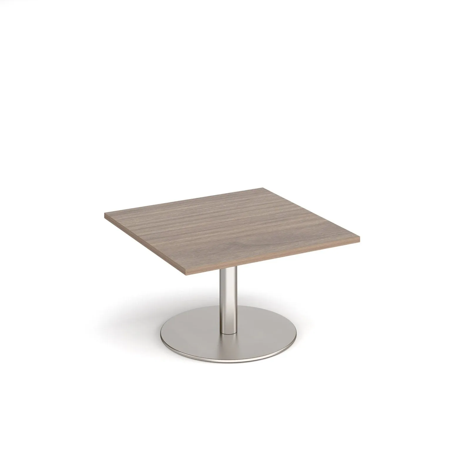 Monza square coffee table with flat round base