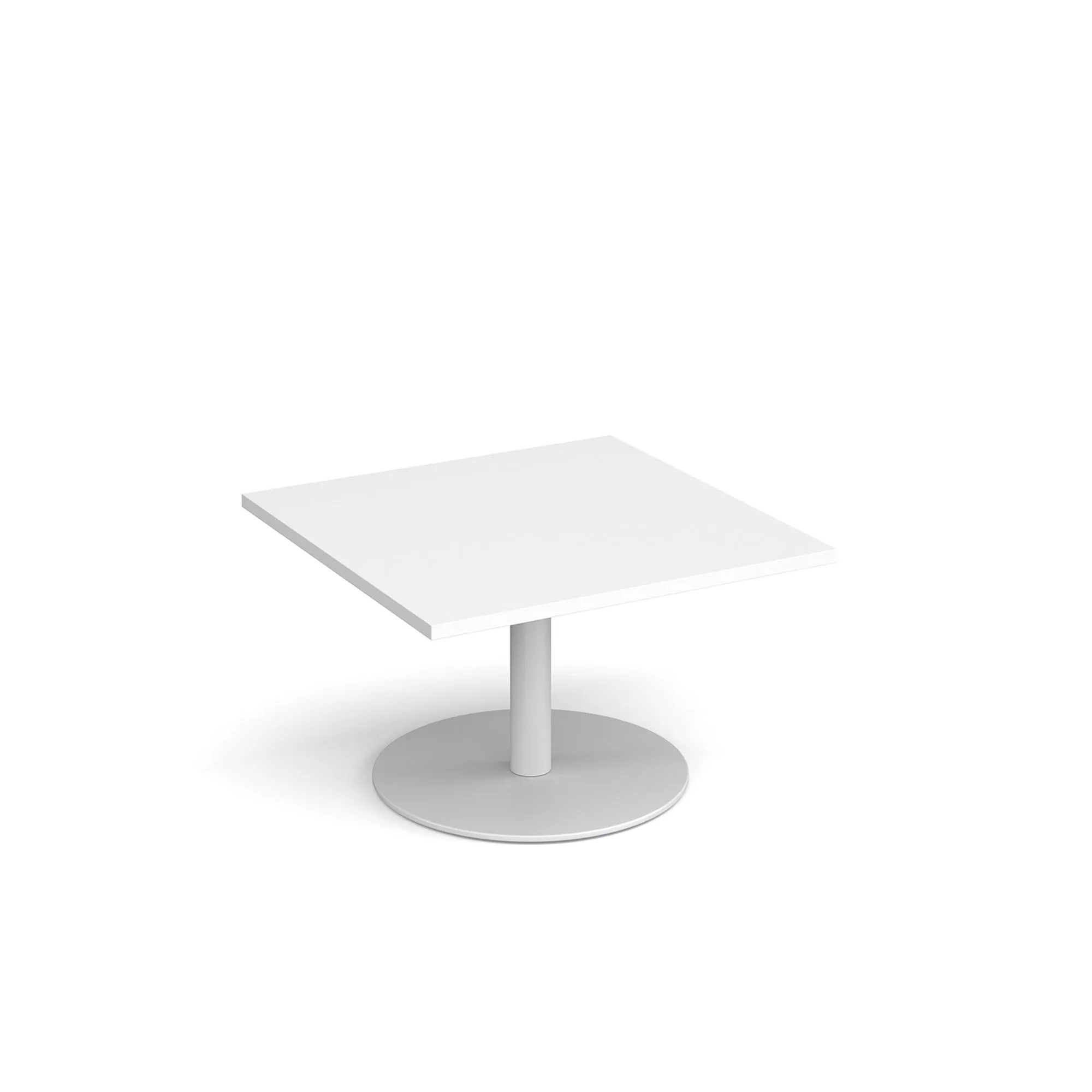 Monza square coffee table with flat round base