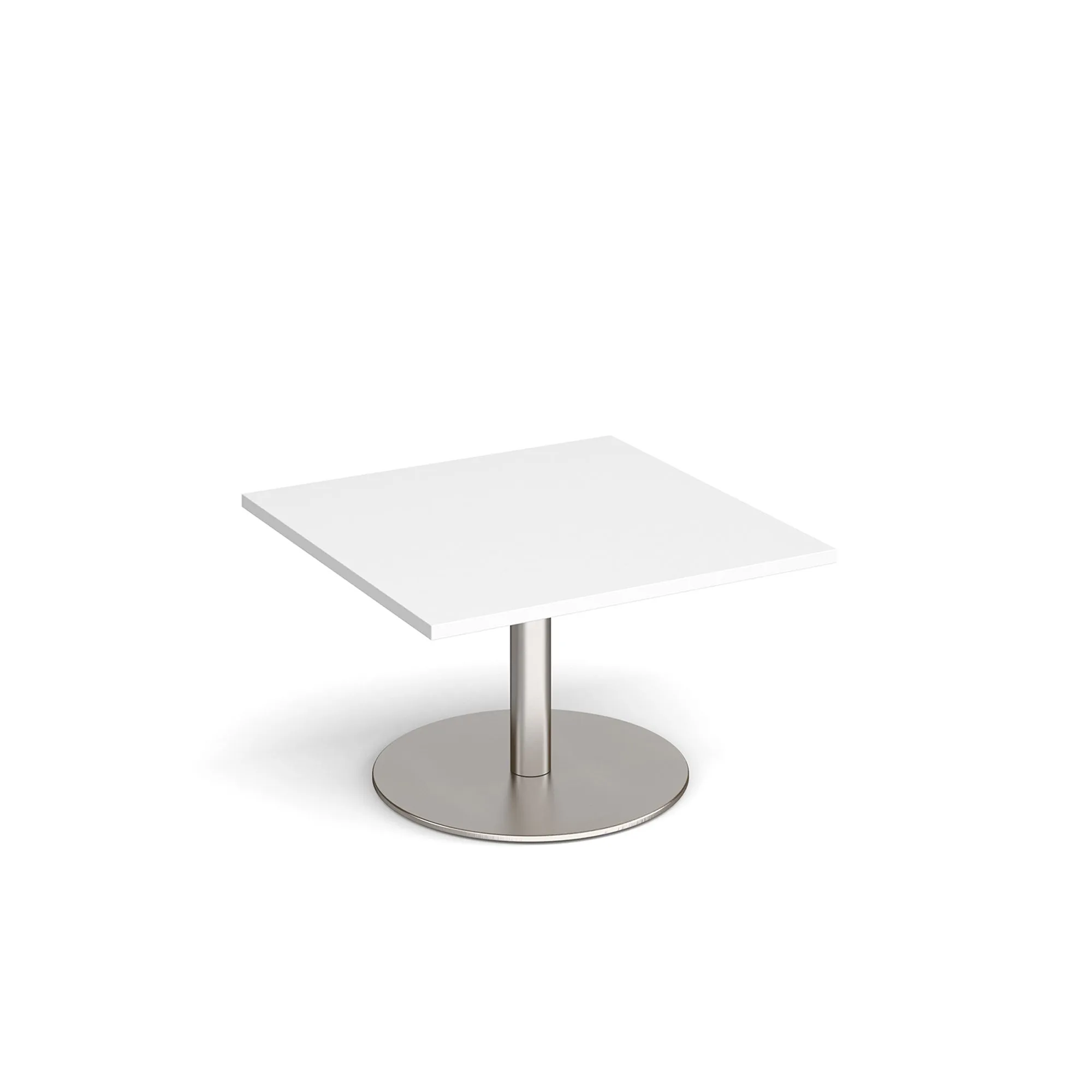 Monza square coffee table with flat round base