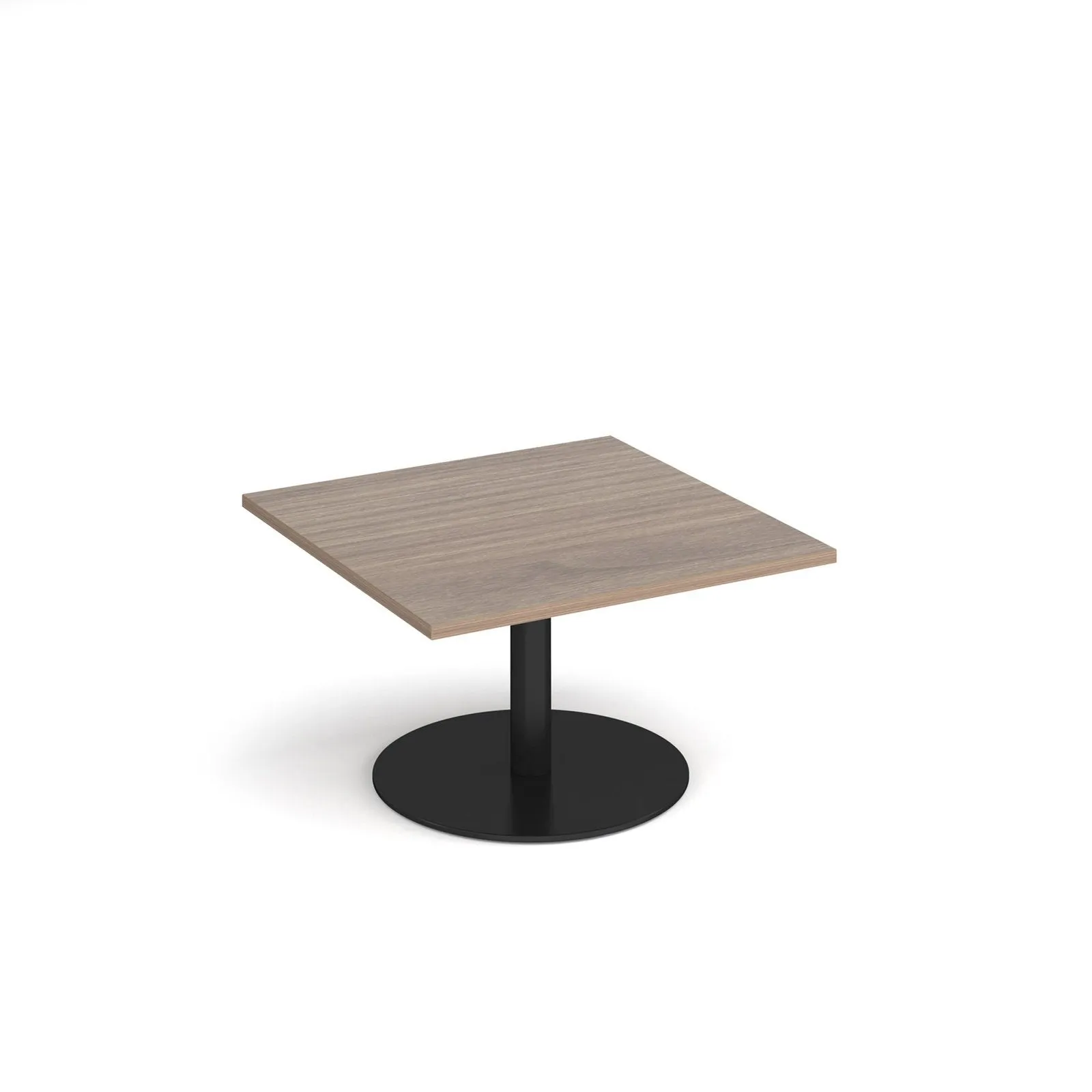 Monza square coffee table with flat round base