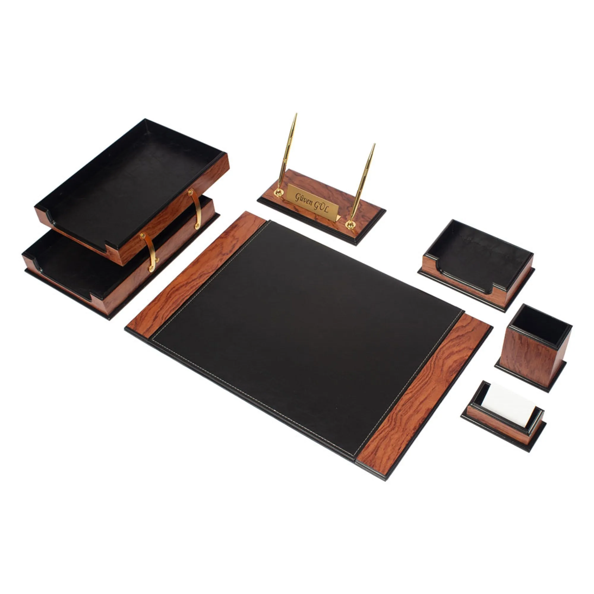 MOOG Prestige Leather Desk Organizer - 8 PCS