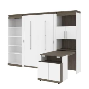 Orion Full Murphy Wall Bed with Shelving and Fold-Out Desk (119W) - Available in 2 Colours