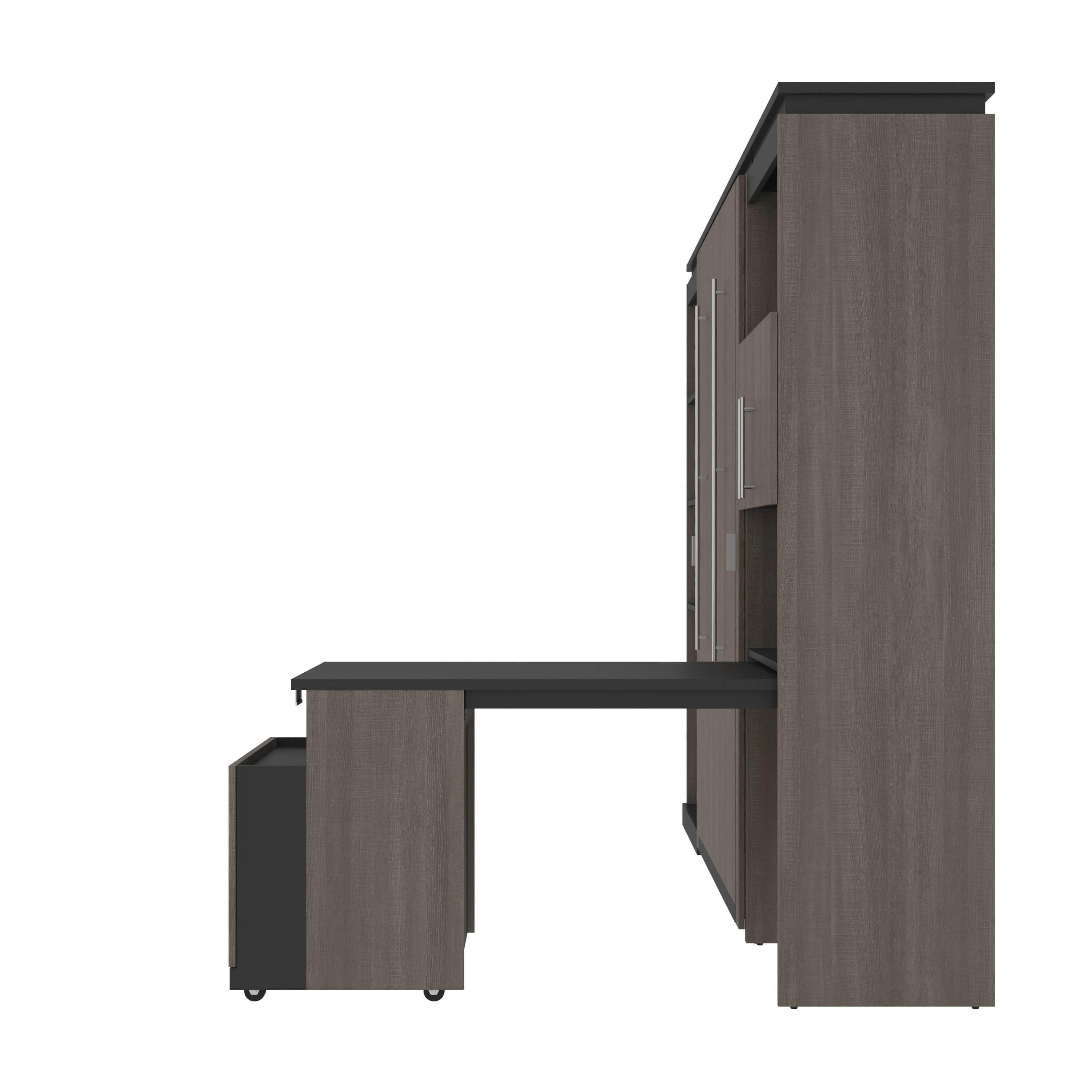 Orion Full Murphy Wall Bed with Shelving and Fold-Out Desk (119W) - Available in 2 Colours