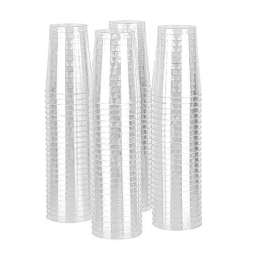 PARTY BARGAINS 10 oz Clear Plastic Cups - (100 Pack) Heavy-Duty Plastic Clear Tumblers, Ideal for Weddings, Thanksgiving, and Christmas Parties