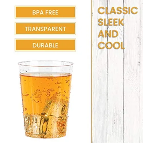 PARTY BARGAINS 10 oz Clear Plastic Cups - (100 Pack) Heavy-Duty Plastic Clear Tumblers, Ideal for Weddings, Thanksgiving, and Christmas Parties