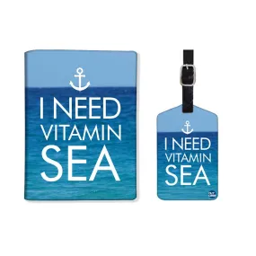 Passport Cover Holder Travel Case With Luggage Tag - I Need Vitamin Sea