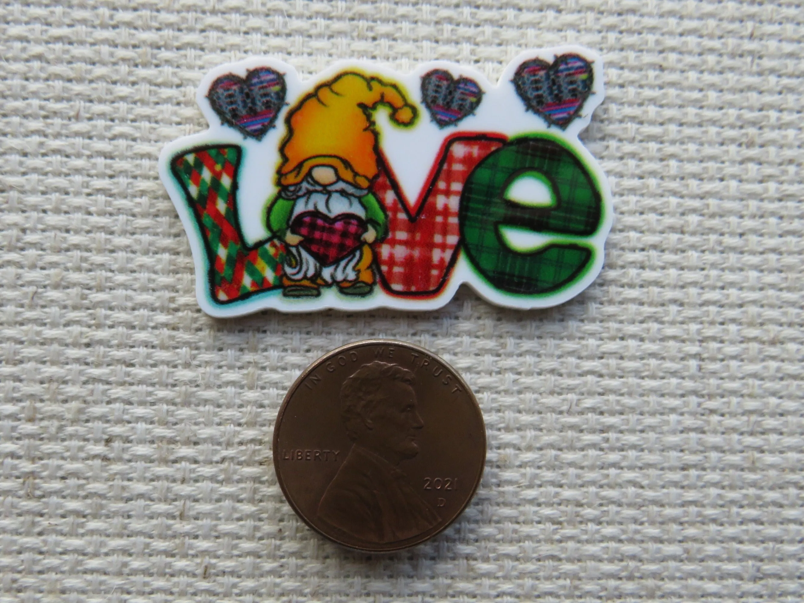 Patchwork Love Gnome Needle Minder, Cover Minder, Magnet