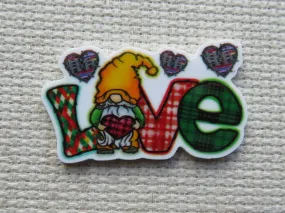 Patchwork Love Gnome Needle Minder, Cover Minder, Magnet