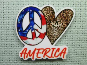 Peace Love America Needle Minder, Cover Minder, Magnet