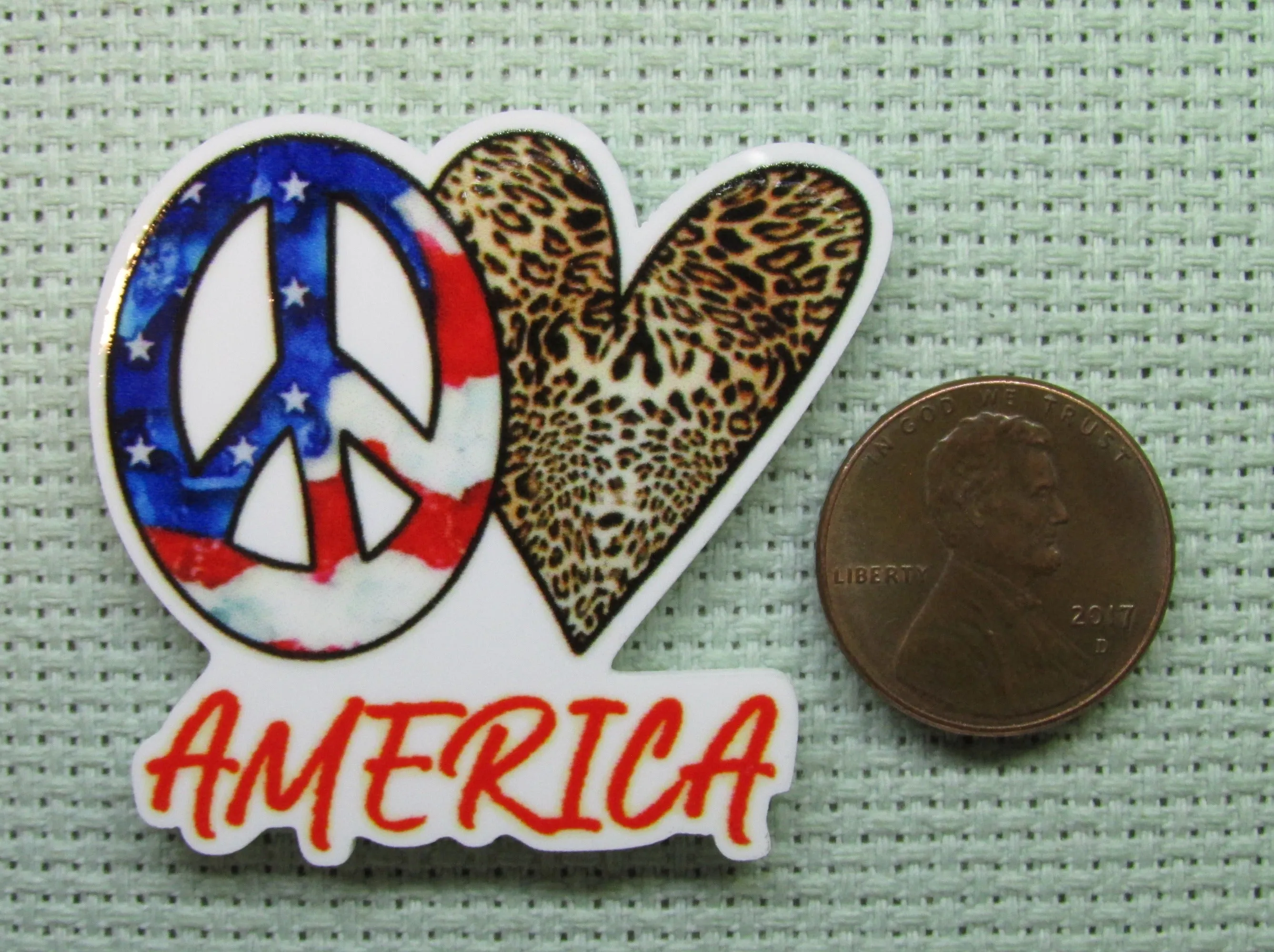 Peace Love America Needle Minder, Cover Minder, Magnet