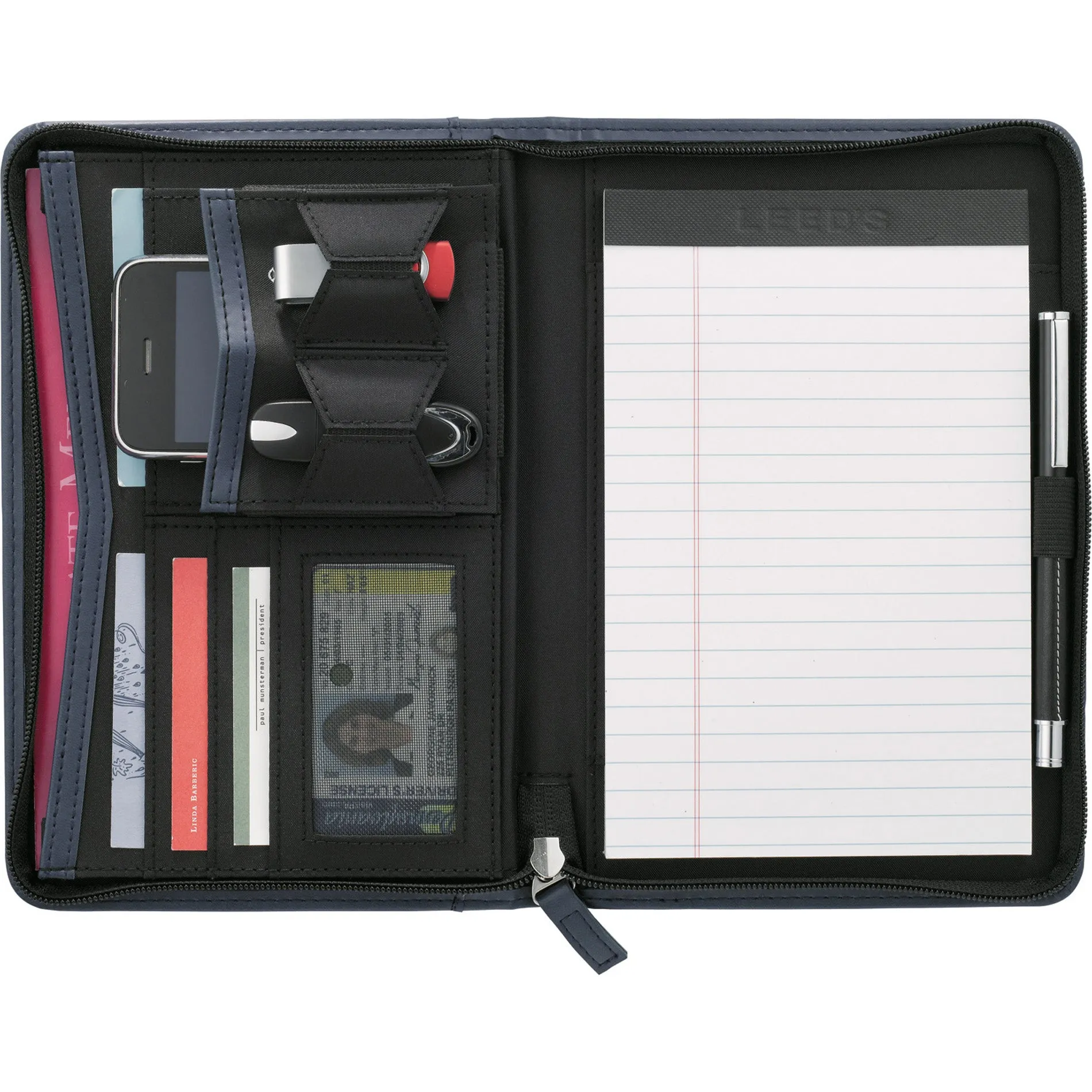 Pedova Jr. Zippered Padfolio 0770 Black